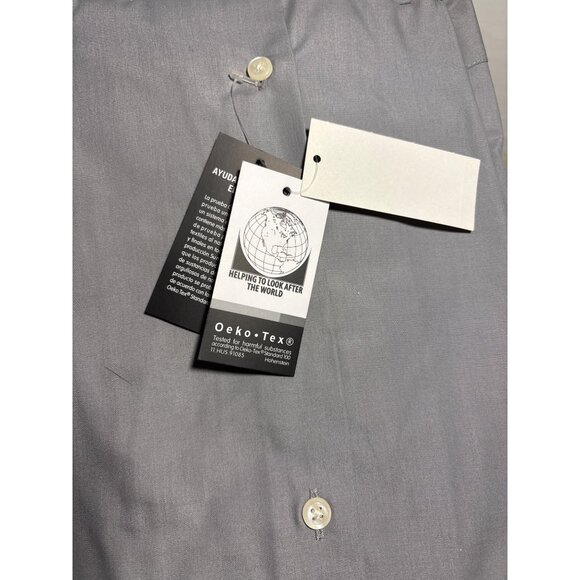 Van Heusen Shirt Men Regular Fit Wrinkle Free Poplin Dress Shirt 17.5 34/35 Gray - Picture 2 of 8